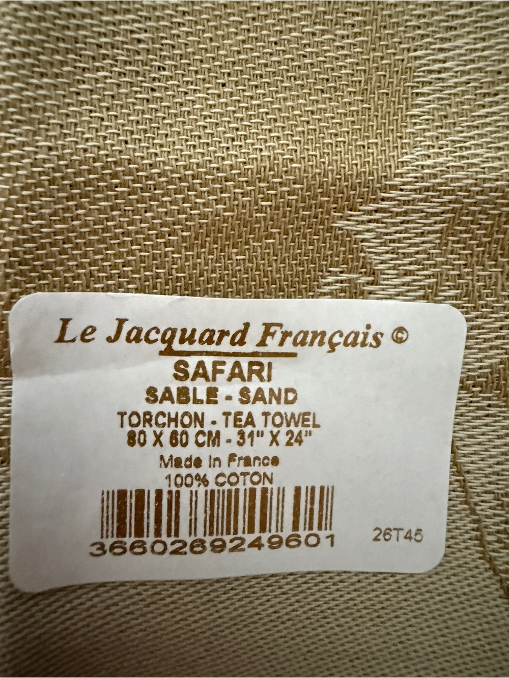 Le Jacquard Francais Safari Tea Towels Set of 2 Orange Sand Animal Print New - Picture 4 of 5